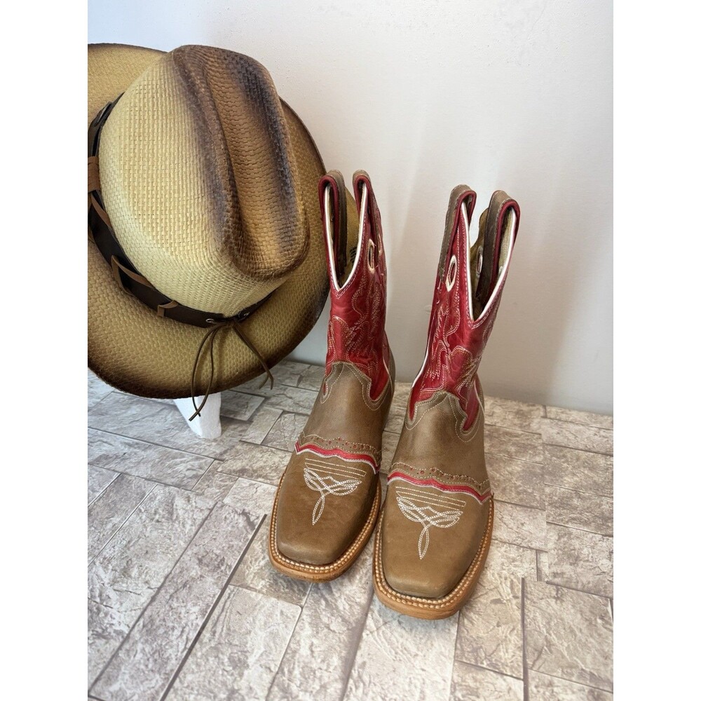 Stephy Big Girl Cowgirl Boots Boots By Lamas Square Toe Brown Leather US 5.5 - Picture 2 of 16